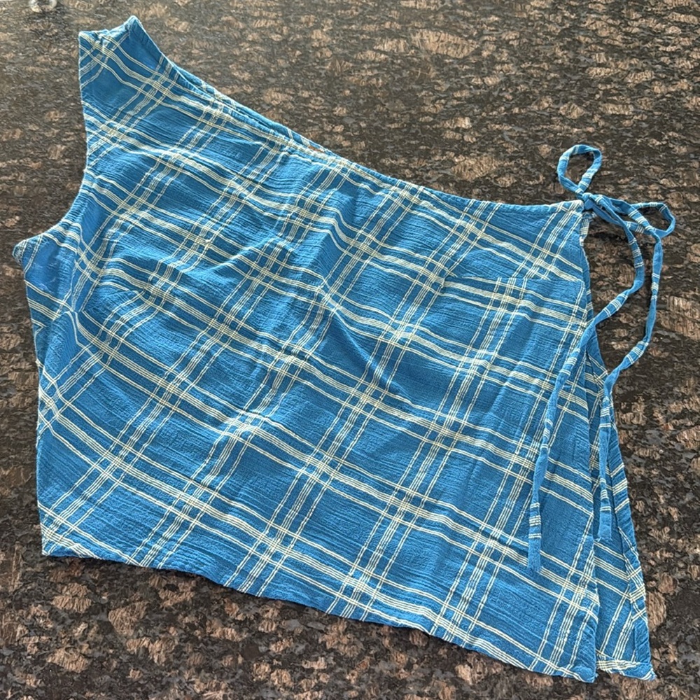 Free People So Sublim Set Short w/Pockets Asymmetric Top Plaid Summer Beach L - Picture 11 of 15